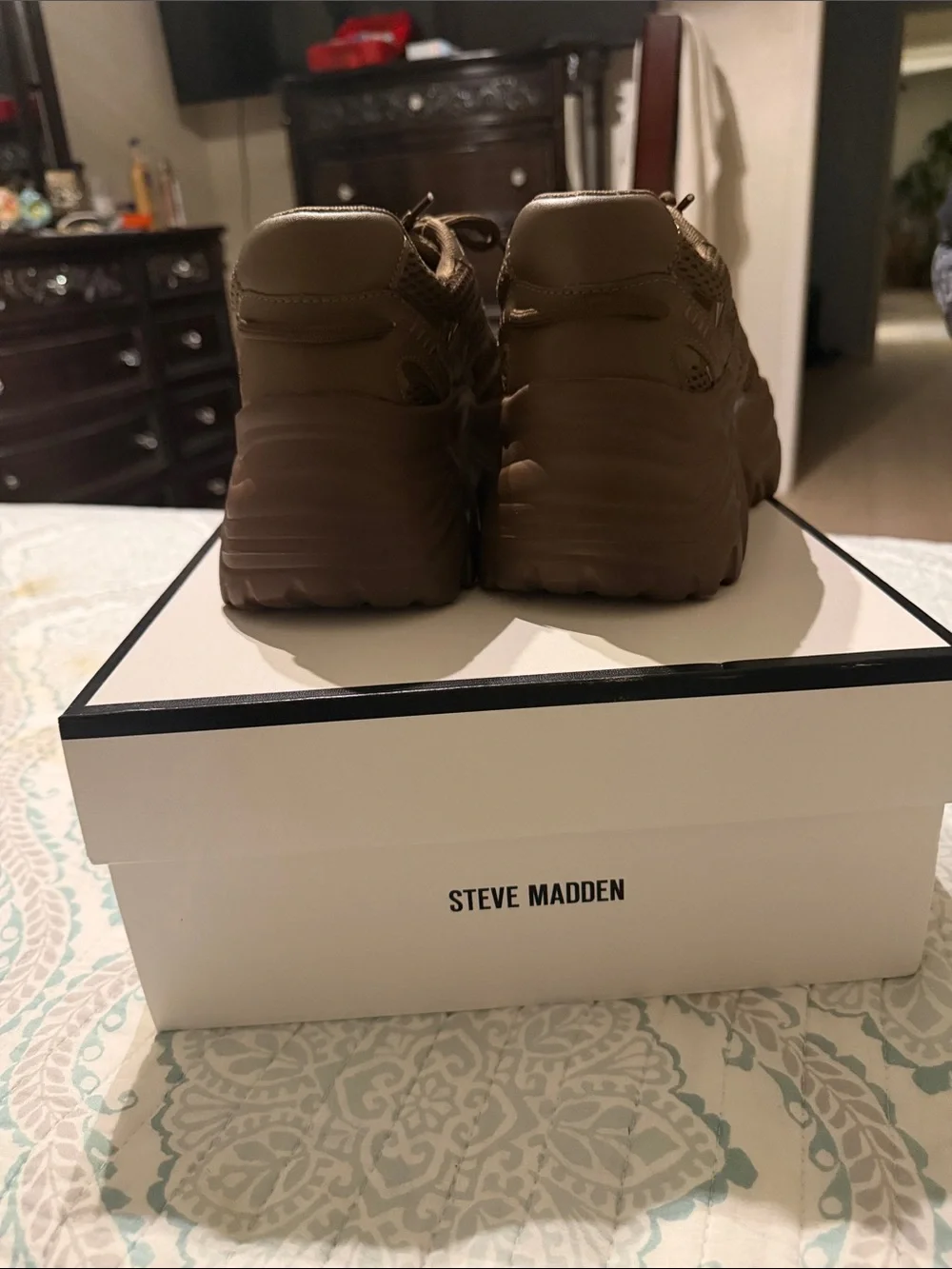 Steve Madden Men's Brown Mesh Athletic Sneakers